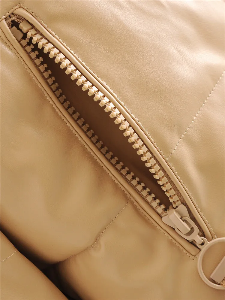 

Casual simple faux leather cotton sweater jacket women winter new solid color wild hoodie