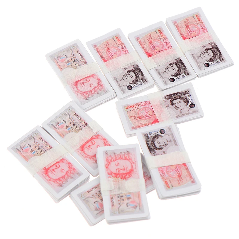 150 Sheets 1/12 Dollhouse Miniature Pound Paper Money Model Toys Accessories 3*1.5*0.15cm |