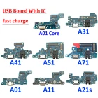 Разъем для USB-порта для зарядки, запчасти для платы, гибкий кабель с микрофоном для Samsung Galaxy A01, A11, A21S, A31, A41, A51, A71, A70s