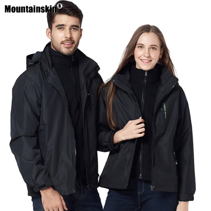 Горные мужские и женские 2 шт. зимние походные толстые куртки для спорта на