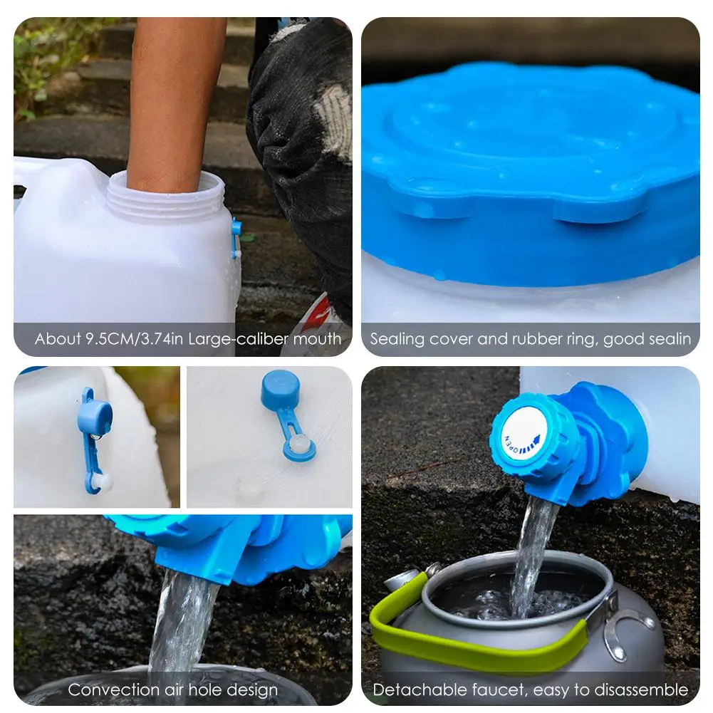 

Outdoor Water Container with Spigot Portable Water Canteen Jug Carboy with Water Tube and Cap for Camping