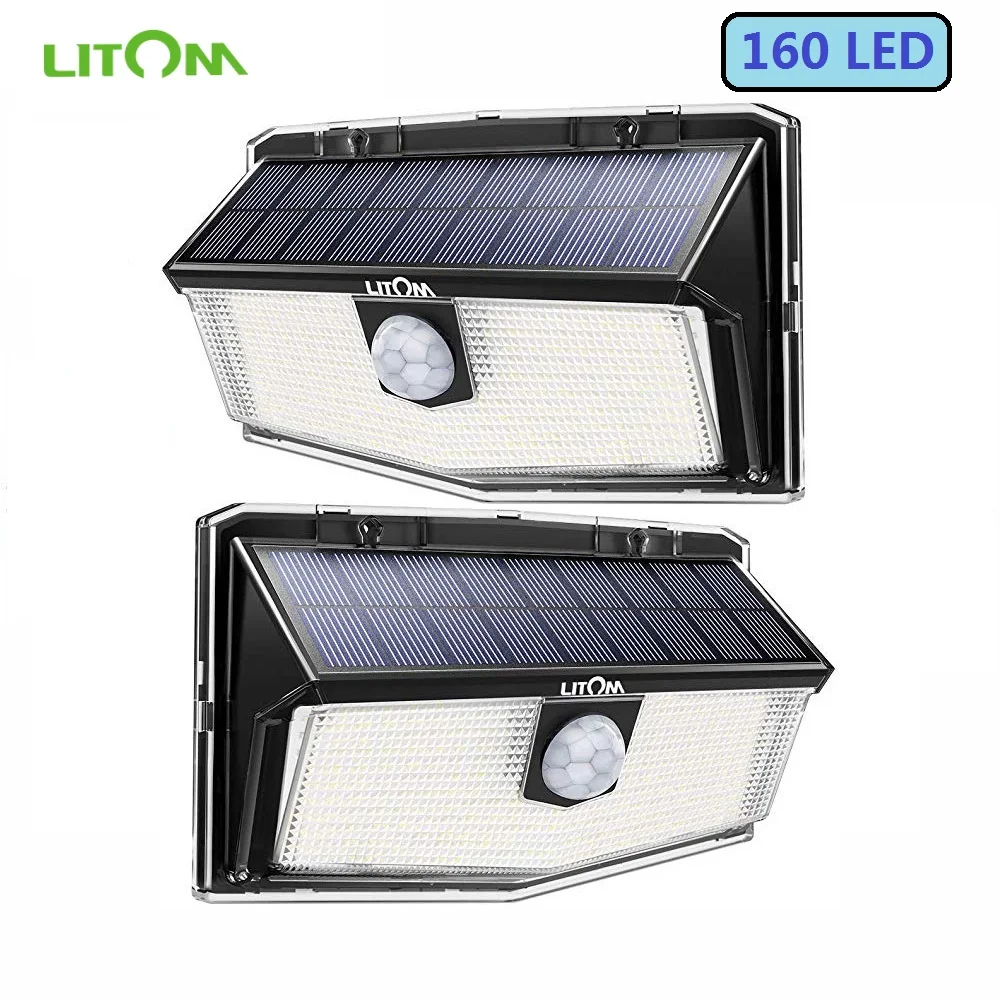 2 шт. водонепроницаемые солнечные светильники с датчиком движения 160