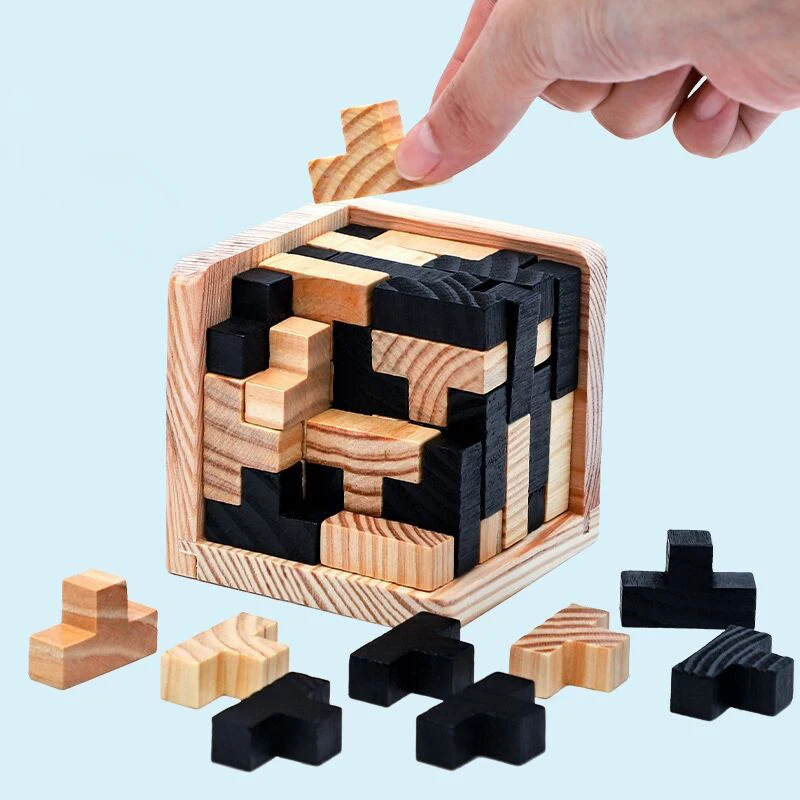 

3D Wooden Puzzles Cubes IQ Toy 54T Luban Interlocking Educational Toys For Children Kids Adults IQ Brain Teaser Burr IQ Toys