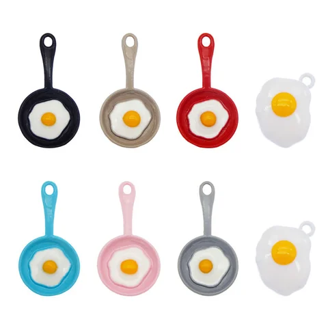 Julie Wang 7 шт. эмалевые подвески смешанные жареные яйца и подвески-сковородки аксессуары для изготовления фотографий