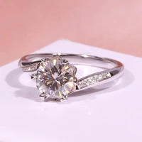 pure 18k white gold 1ct 2ct 3ct moissanite luxury single row drill ring diamond ring wedding party anniversary ring