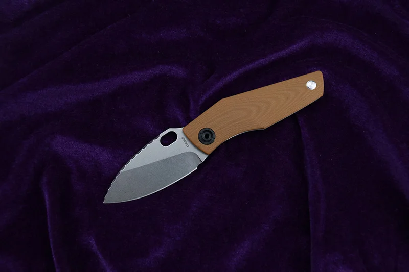 Brown G10 LEMIFSHE SJ75 складной нож D2 лезвие TC4 Титан CF G10 Ручка медная стиральная машина открытый кемпинг нож для фруктов EDC - Цвет: Brown G10