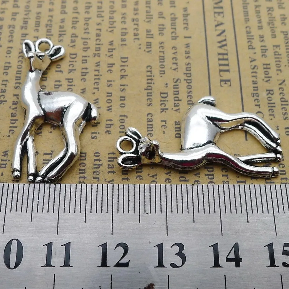 

100pcs Deer Charms 20mm x 34mm DIY Jewelry Making Pendant antique silver color