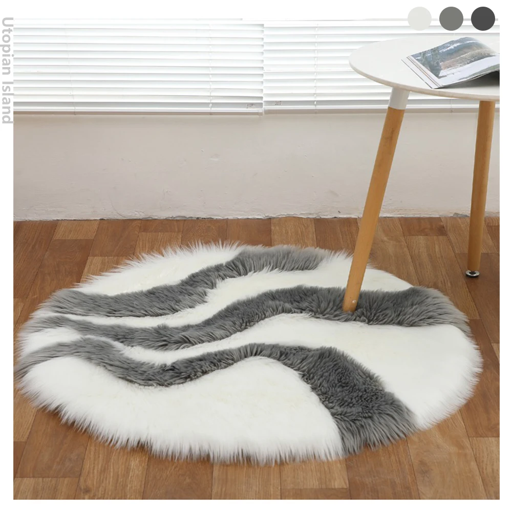 Коврик из искусственной овечьей шкуры круглый ковер с отделкой ягненка для
