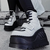 european and american platform martin boots female 2021 new round head lace up all match velcro high street short boots women
