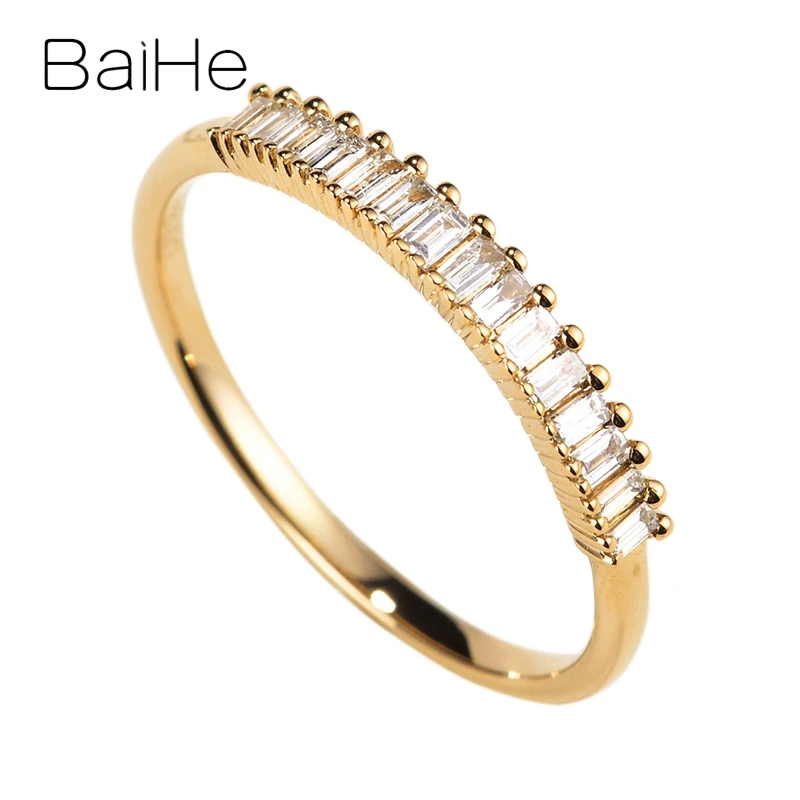 

BAIHE однотонное 14K желтое золото 0.2CT H/SI натуральные бриллианты помолвка для женщин модные Изящные ювелирные изделия в подарок