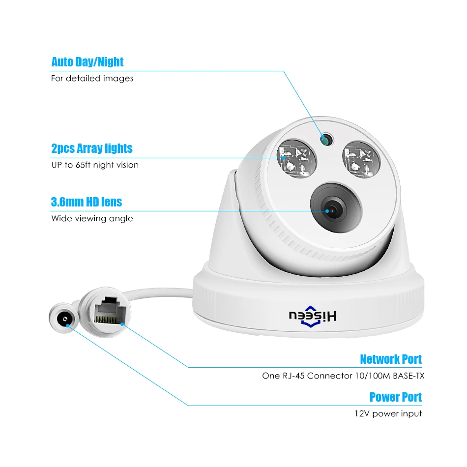 

Hiseu H.265 IP Camera 5MP 1080P POE IP Camera CCTV Dome Security Camera P2P 2MP View APP Windows for NVR Wired CCTV System