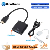 grwibeou hdmi to vga adapter cable male to female hdmi to vga converter adapter 1080p digital to analog video audio for tablet