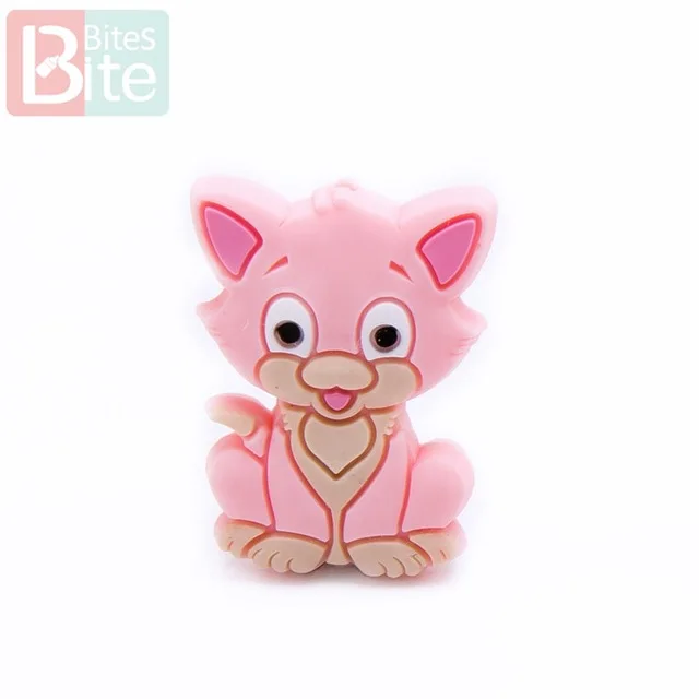 Cat Pink Bite 5 шт. кролик силиконовые бусины пищевого качества силиконовые бусины-прорезыватели Детские Жевательные BPA бесплатно Товары для малышей Мини Кролик Детский Прорезыватель - Цвет: Cat Pink