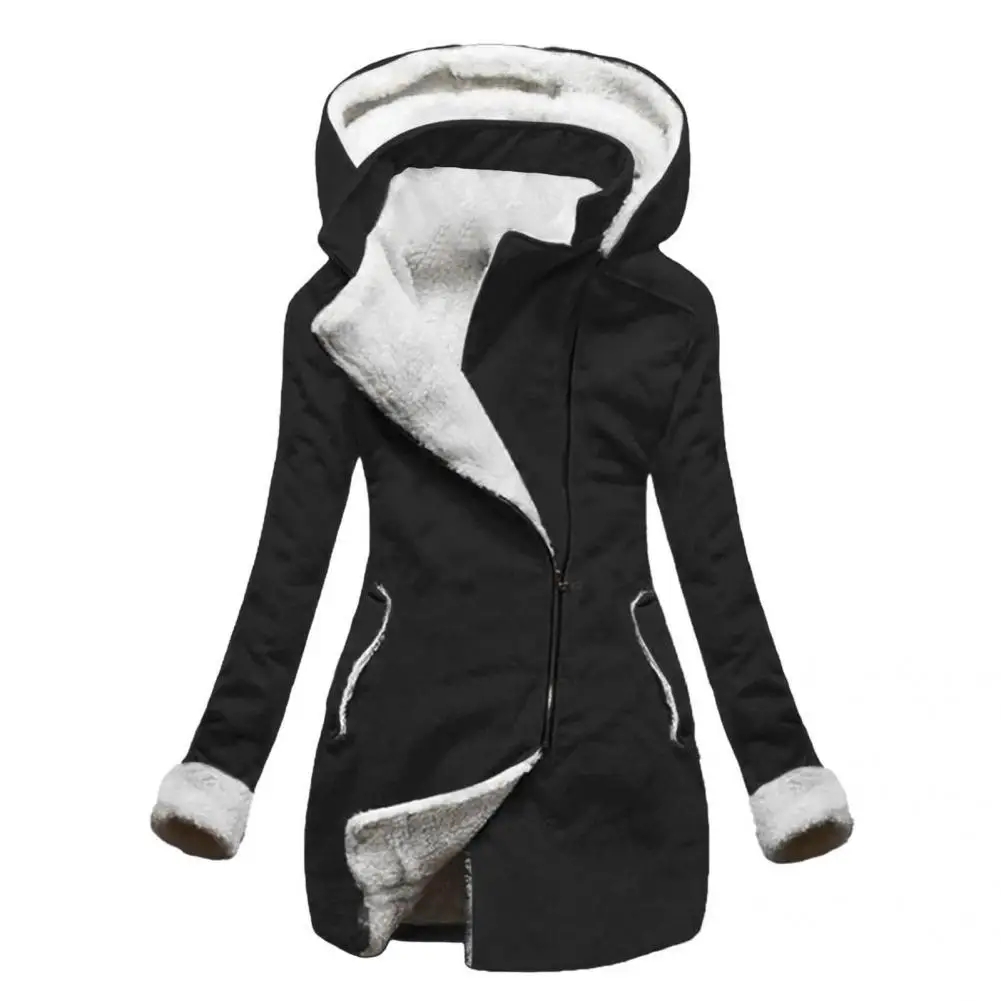 

Simple Fleece Lined Hooded Retro Coat Jacket Coat Super Soft Cold Resistant