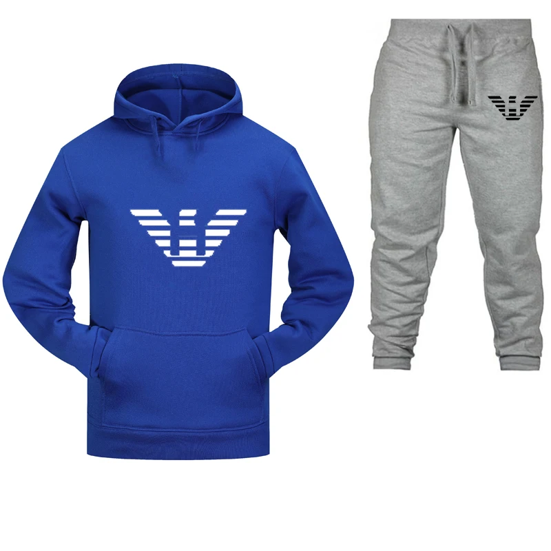 Новинка 2020 мужская толстовка с капюшоном + штаны спортивный костюм Мужская