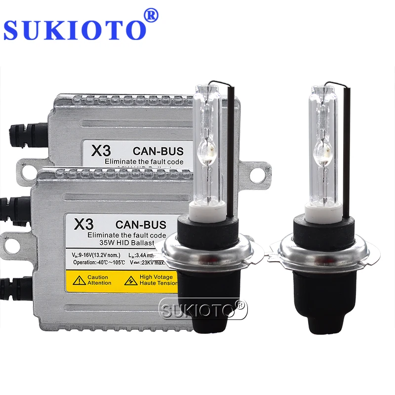 Комплект ксеноновых ламп для автомобильных фар SUKIOTO 35 Вт DLT X3 декодер без ошибок Ксеноновые лампы H7 H1 9005 H11