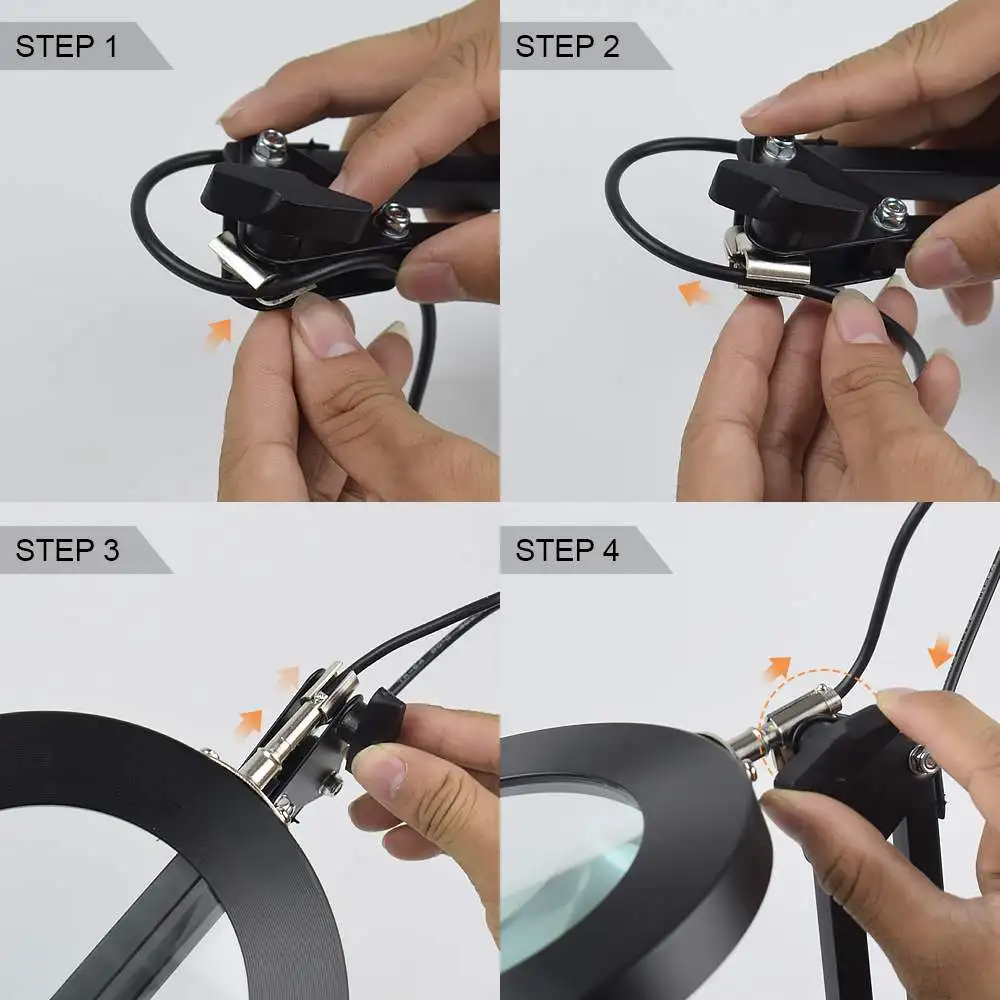 

5X Magnifier LED Dimmable USB Folding Long Arm Desk Lamp Table Light Home Reading Study Repairing Tools Arm Size 22CM / 33CM