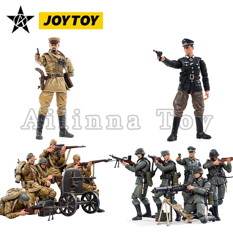 

JOYTOY 1/18 3.75 Action Figure WWII Soviet Infantry And Officer German Wehrmacht Anime Military Model For Gift Free Shipping
