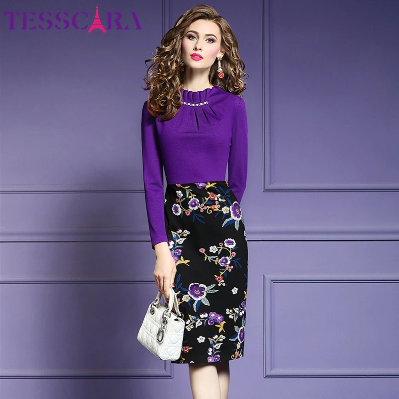 Женское осенне зимнее элегантное офисное платье TESSCARA женские платья карандаш