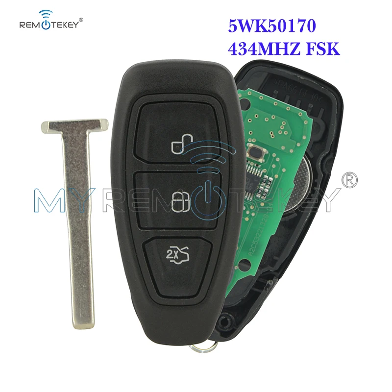 Смарт ключ Remtekey KR55WK48801 5WK50170 3 кнопки для Ford Kuga mondeo Fiesta Focus 2007 2017 434 мгц автомобильный
