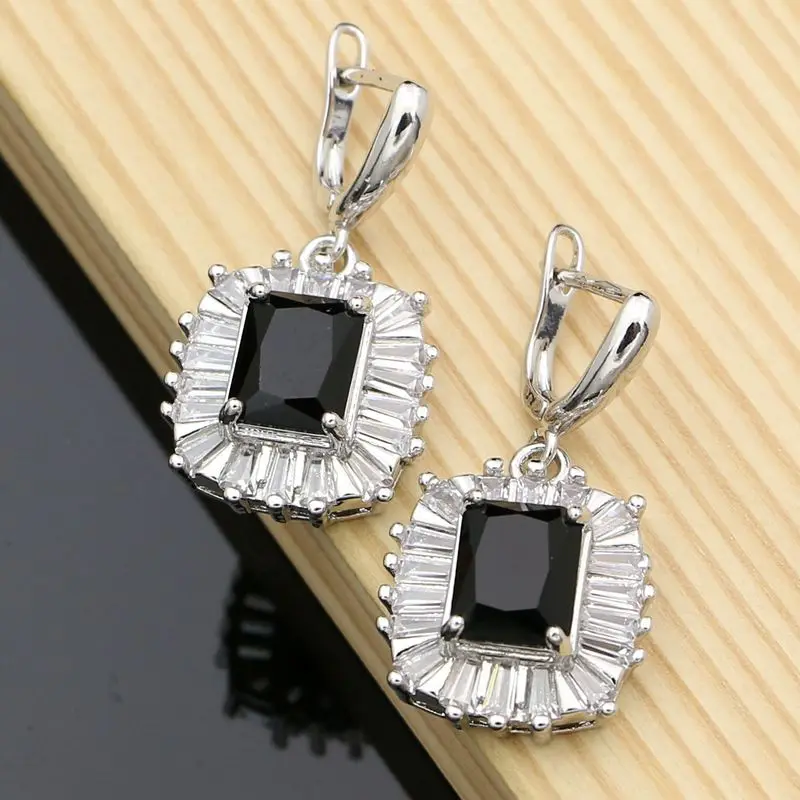 Женские серьги с квадратным камнем и фианитом | Украшения аксессуары