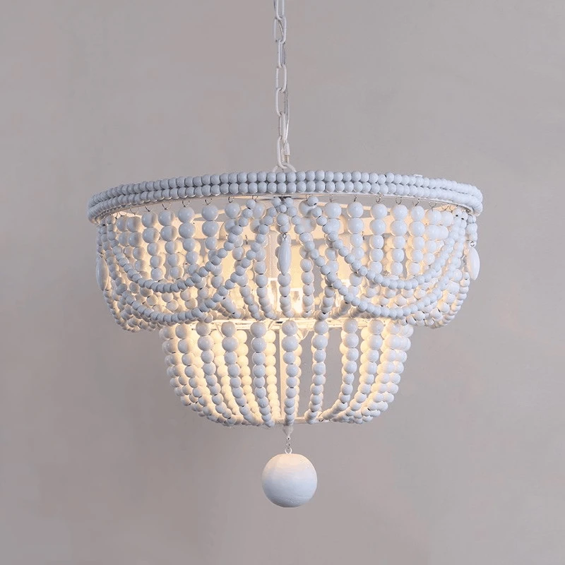 

White/Wood chandelier lighting modern/italian/french style/nodic/beaded chandelier in bedroom/kitchen/hallway suspended light