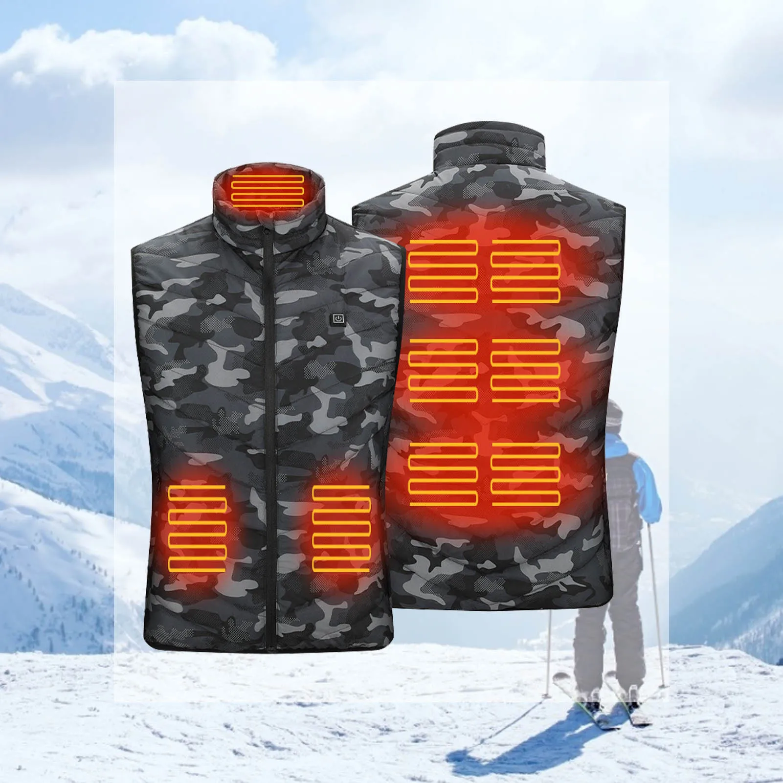 Графеновый 5-9-зонный жилет с подогревом для мужчин и женщин мужские жилеты
