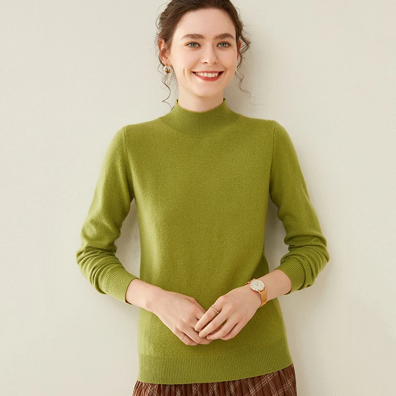 2020 new autumn and winter semi-high collar fashion pullover Australian wool bottoming shirt women's | Женская одежда