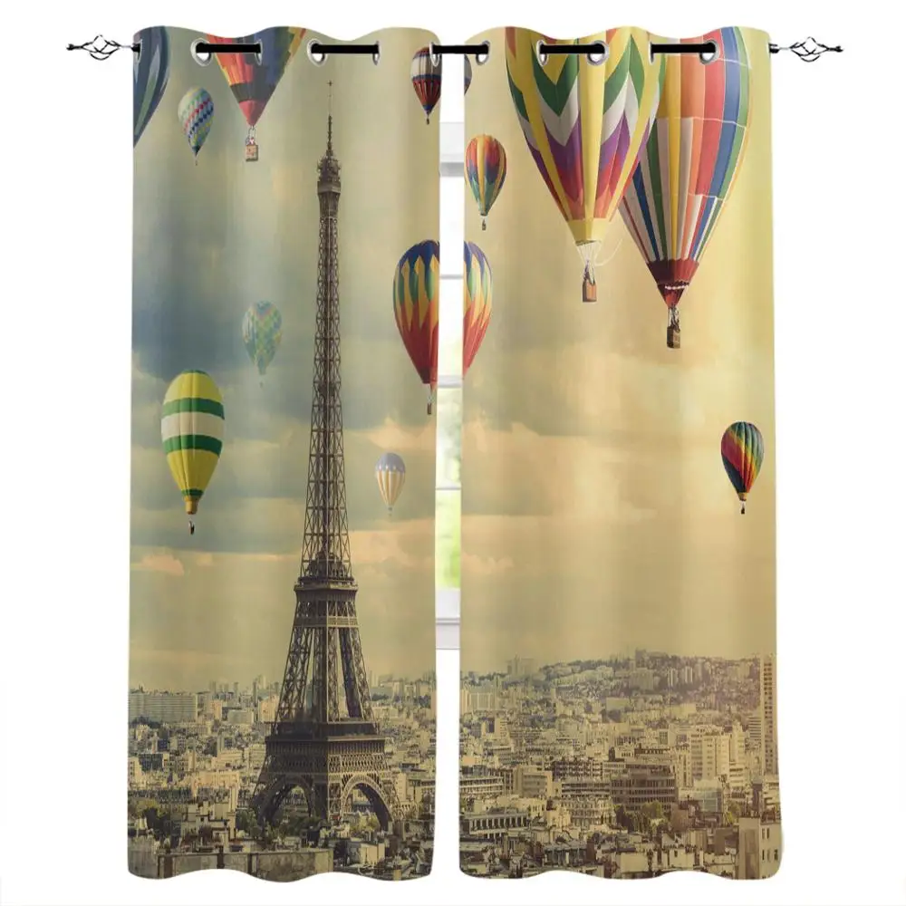 Декоративные занавески с изображением Эйфелевой башни улиц Парижа занятого дня