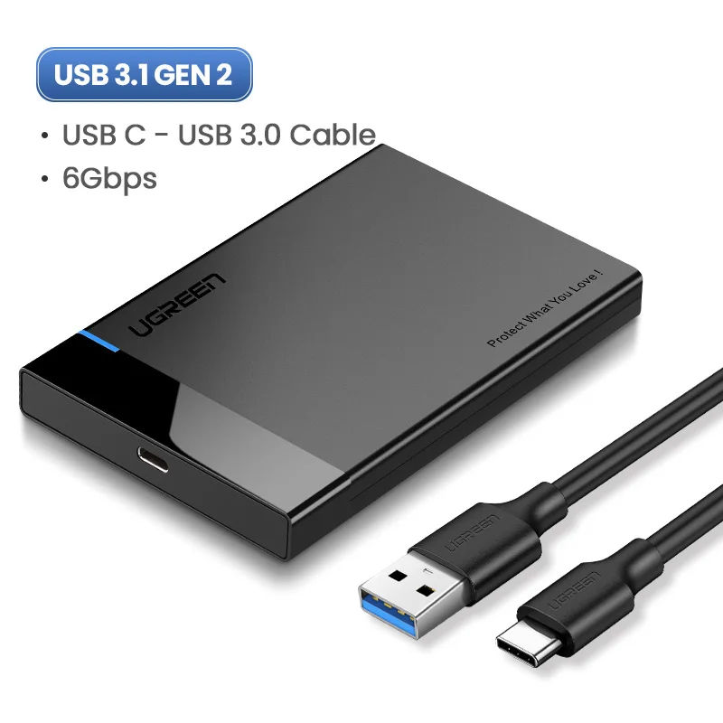 Ugreen HDD чехол 2,5 SATA для USB 3,0 адаптер жесткий диск Корпус для SSD диск HDD Box Тип C 3,1 чехол HD внешний HDD корпус - Цвет: USB C 3.1 Model