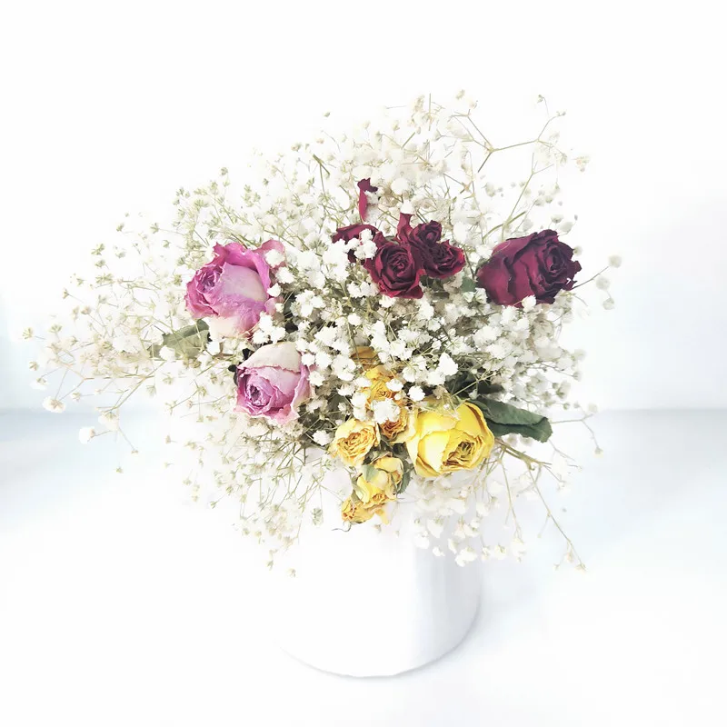 

Natural Dried Flower Bouquet Decor Rose Gypsophila Plant Accessories Home Party Flores Decorativas Valentine Mother's Day Gift