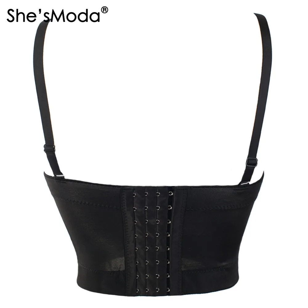 She'sModa искусственная кожа Bralet женский бюстье бюстгальтер ночной клуб вечерние обрезанный Топ жилет размера плюс