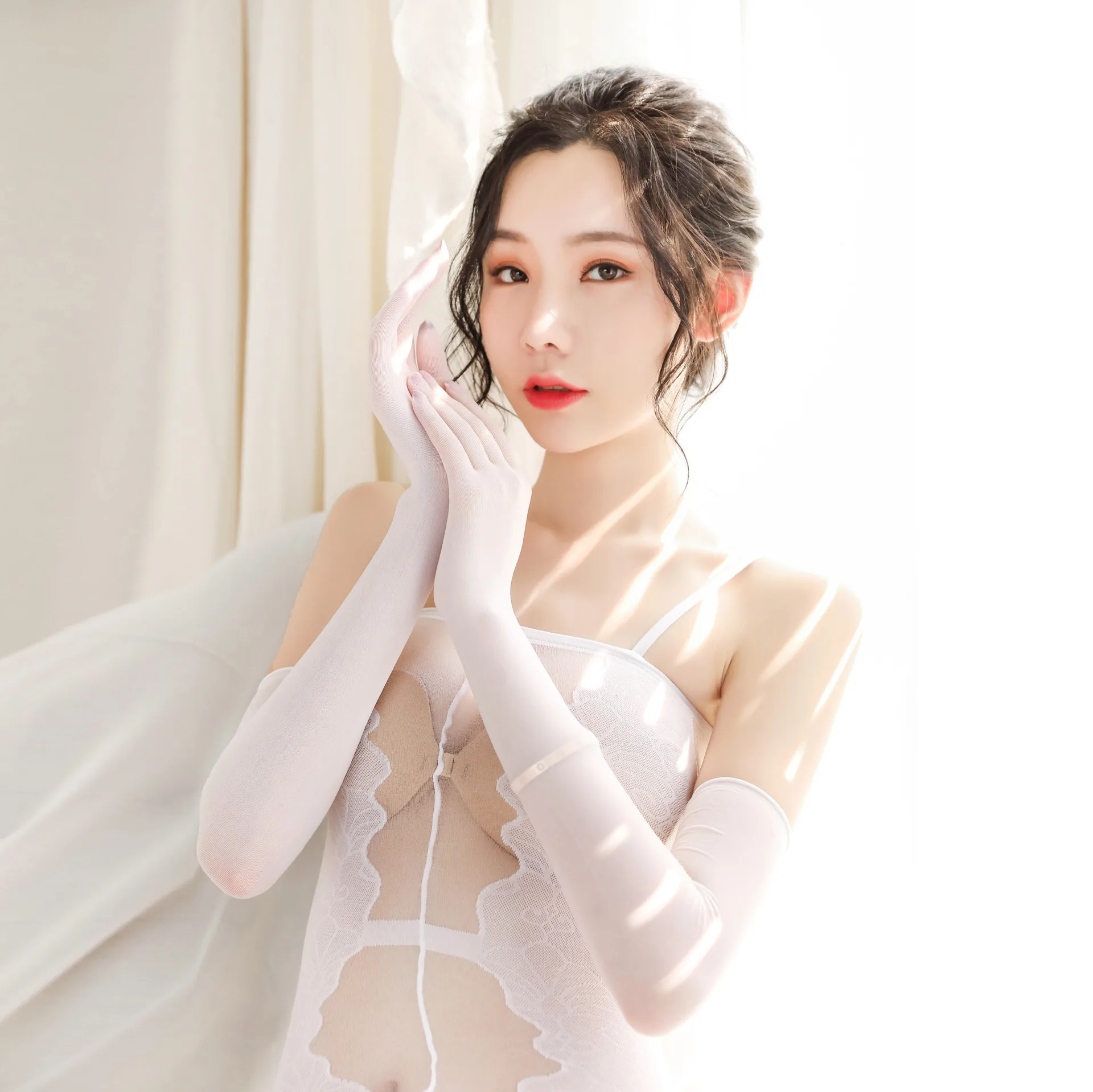 

toys adult Sexy lace glovesSexy Lace Long Gloves Winter Elbow Length Half-finger Gloves Ribbon Fingerless Fishnet Etiquette