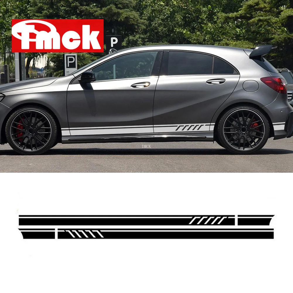 

For Mercedes Benz A C Class W177 W176 W205 W204 W203 AMG C43 C63 Coupe Car Waist Side Body Skirt Sticker Stripe Decoration Decal