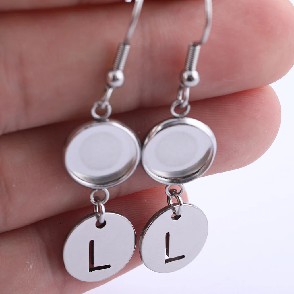 10 шт. серьги из нержавеющей стали базовые заготовки с буквами алфавита Подвески