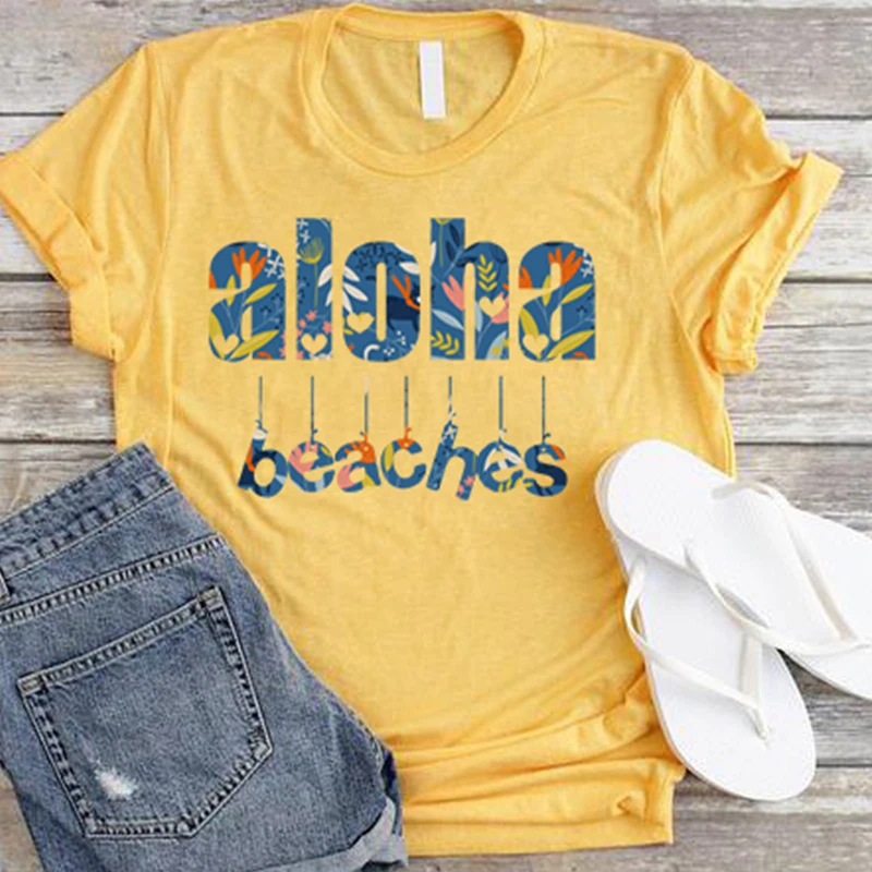 

tshirt women ALOHA womens shirts aesthetic 90s top streetwear plus size woman harajuku love print tees summer t punk love