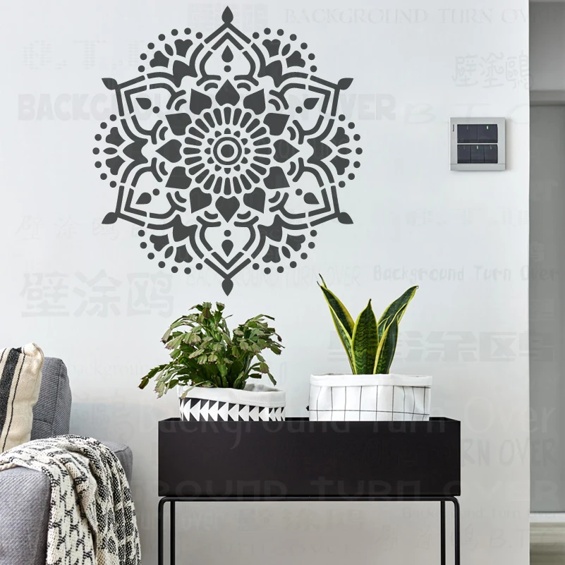 

50cm - 90cm Stencil Mandala Extra Large For Painting Big Wall Decors Round Walls Vintage Paint Templates Flower Larges S066