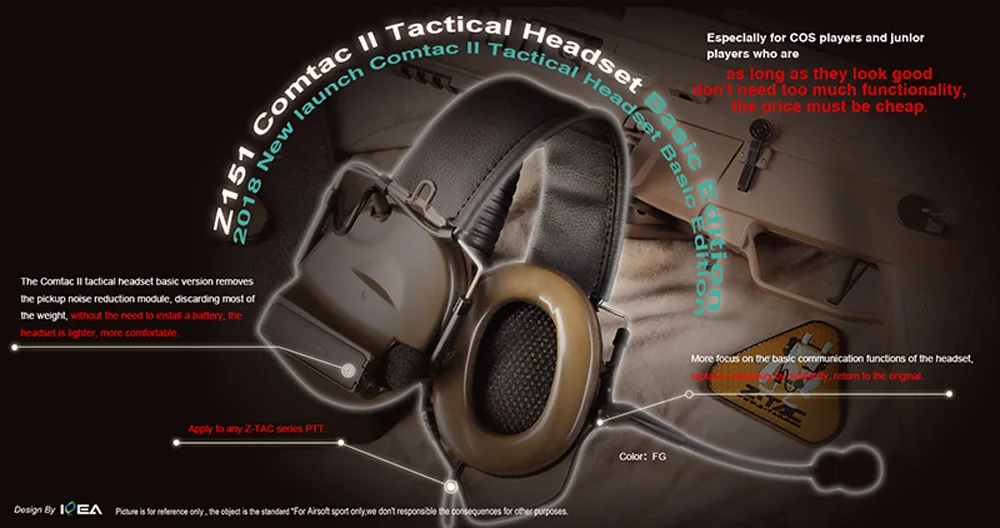 WADSN Comtac II Peltor тактическая гарнитура без шумоподавления функция связи страйкбол наушники WZ151 Softair гарнитуры