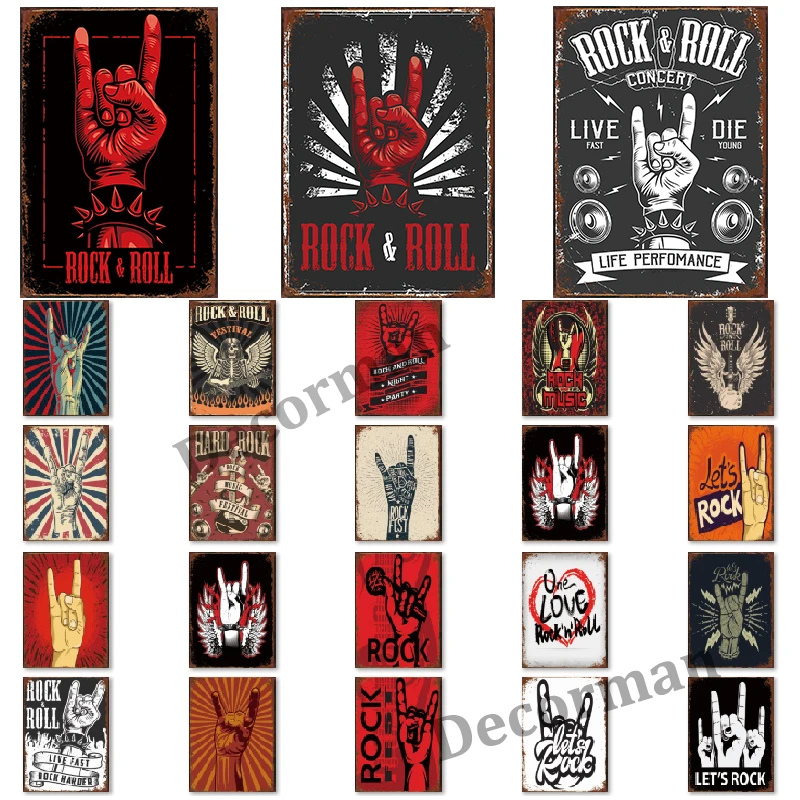 [Mike86] Рок н ролл Оловянная вывеска ретро постеры железный постер живопись подарок