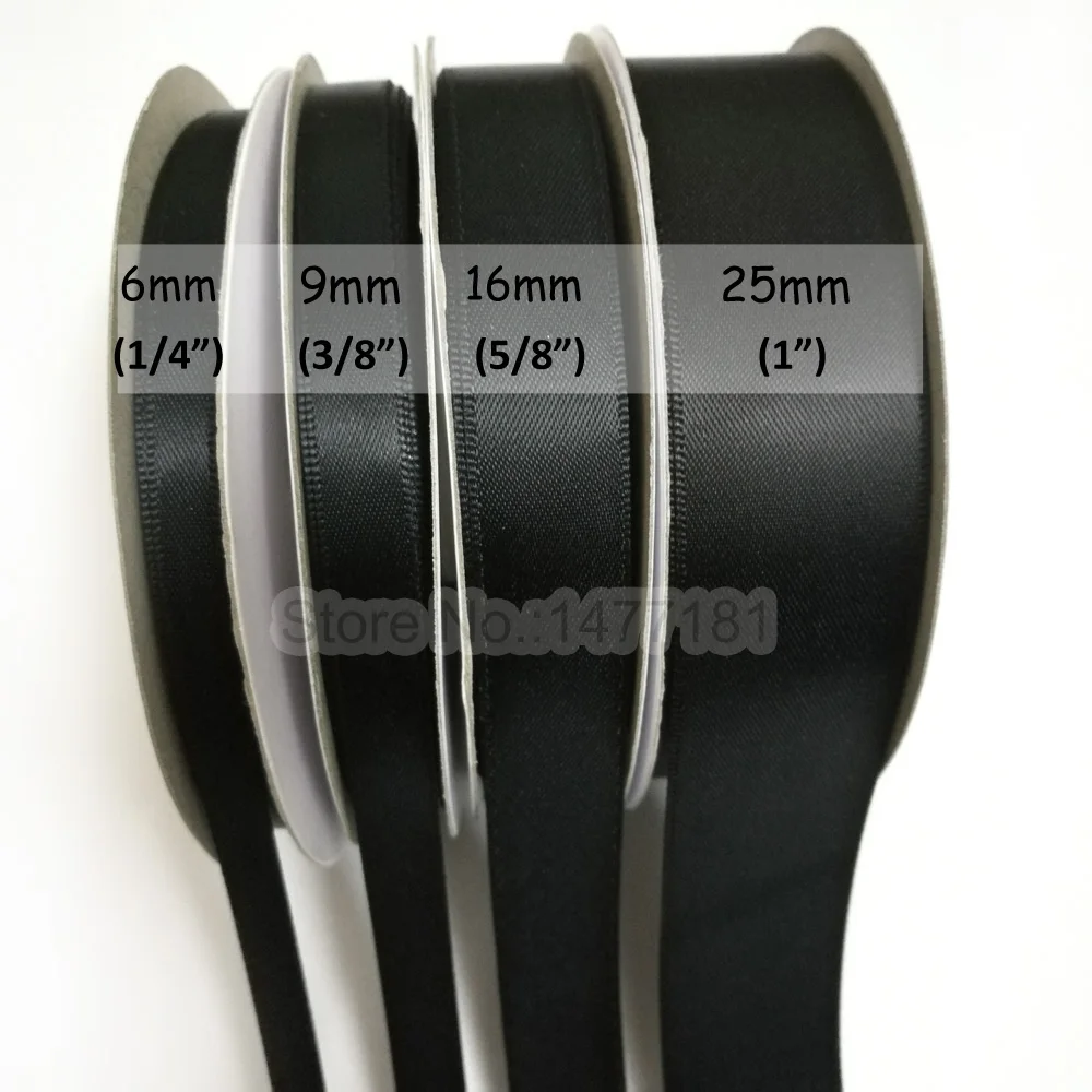 Двусторонняя атласная лента 030 двухсторонняя из 100% полиэстера черный цвет