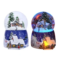 snow house crystal ball music box rotatable luminous automatic snow music box birthday gift christmas gift 32 song music box