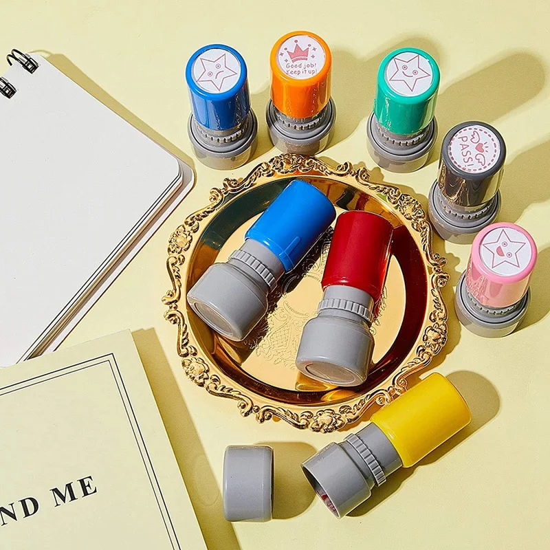 

8 Pieces Teacher Stamp Self-Inking Rubber Stamps Mood Review Stamps for Kids Education Teachers Review School Prizes