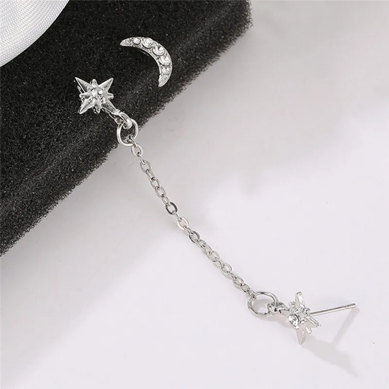 Серьги гвоздики женские Асимметричные из сплава золотистого