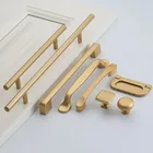 Простые Стильные золотистые дверные ручки для кухонного шкафа, матовые золотистые ручки для ящиков из алюминиевого сплава, оборудование для обработки мебели