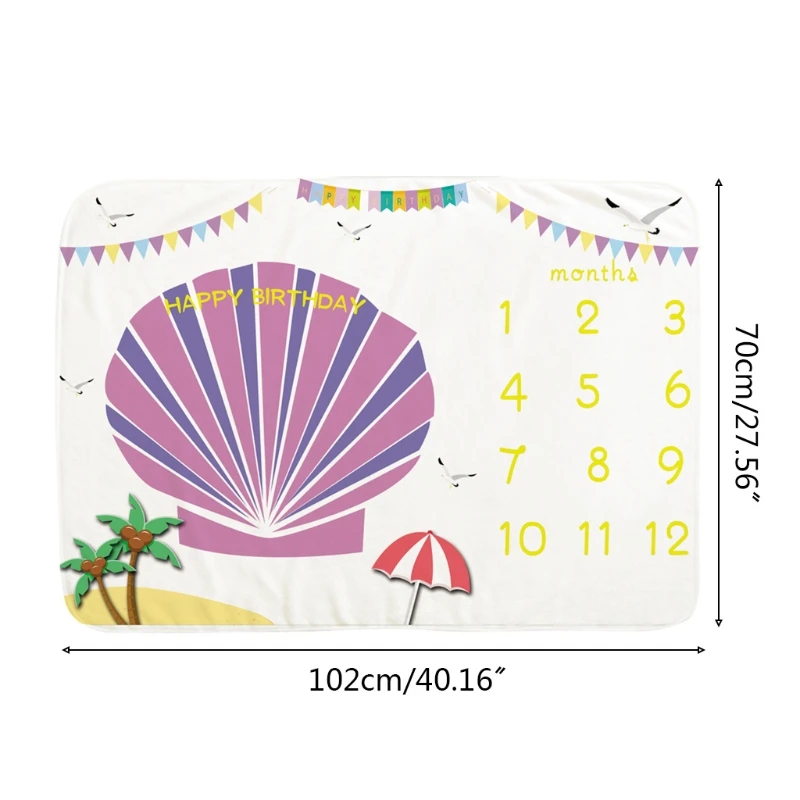 

H05C Baby Monthly Record Growth Milestone Blanket Newborn Soft Flannel Swaddle Wrap Photography Props Creative Background