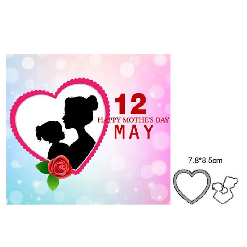 

Heart Frame Mother Baby Metal Cutting Dies Cut Die Mold Decoration Scrapbook Paper Craft Knife Mould Blade Punch Stencils Dies