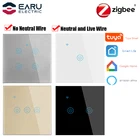 Умный настенный сенсорный выключатель Zigbee Tuya 1-4Way, ЕС сенсорные переключатели, подсветка для умного дома, с нейтральным проводом или без нейтрального провода