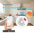 Смарт-датчик утечки газа Tuya с Wi-Fi, сигнализация для систем пожарной безопасности, Автоматическая сигнализация, датчик утечки для умного дома