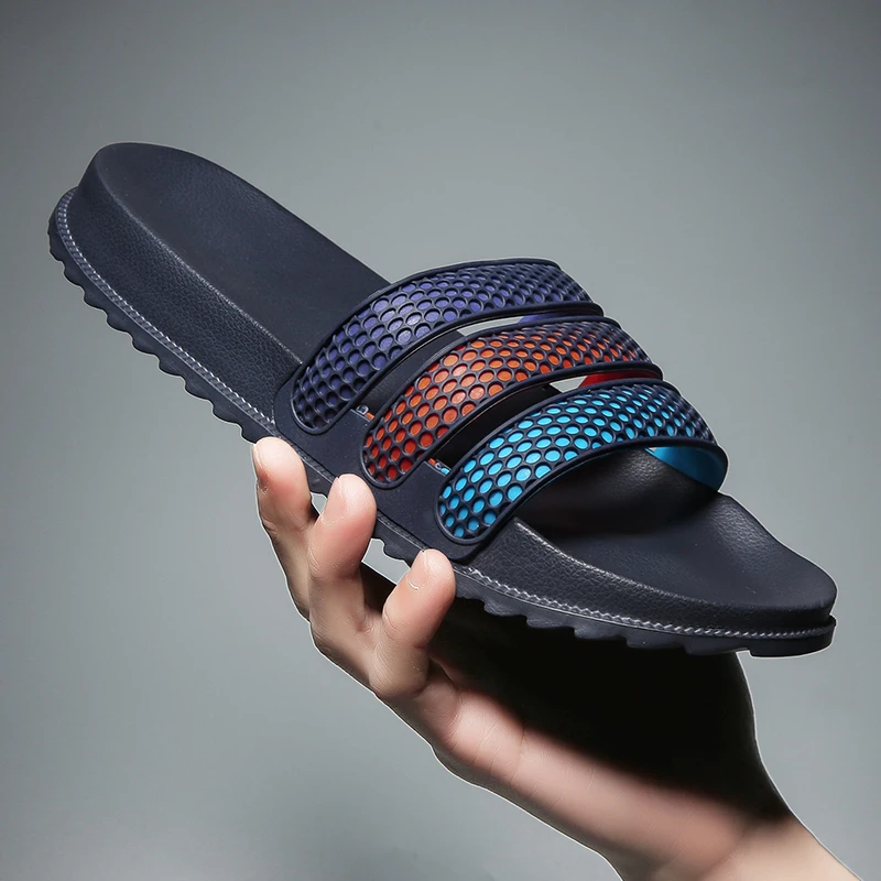 

New Men's Shoes Indoor Floor Flat Shoes Summer Non-slip Soft Bottom Mixed Color Fashion Bath Home Slippers Outdoor Slipper