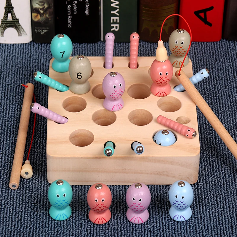 Wooden Kids Educational Toys Magnetic Bug Fishing Math Game Color And 0-10 Digital Cognition Montesori Toy | Игрушки и хобби